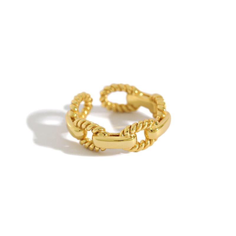 Fashion Twisted Hollow Chain 925 Sterling Silver Adjustable Ring - KIAHMILLA