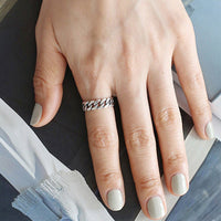 Fashion Vintage Silver Net Solid 925 Sterling Silver Adjustable Ring Women - KIAHMILLA