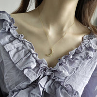 Fashion Wave Crescent Moon 925 Sterling Silver Necklace - KIAHMILLA