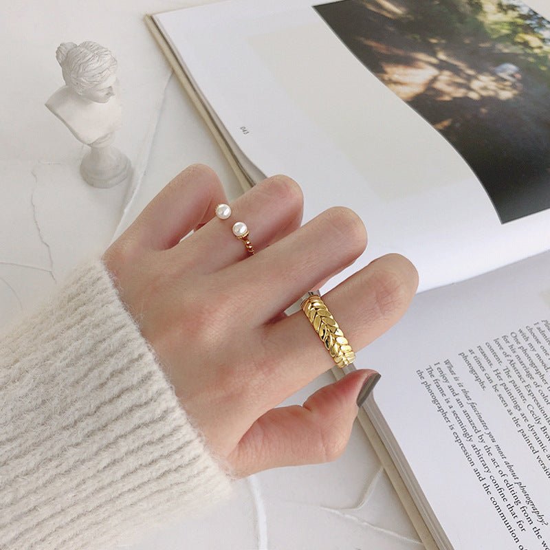 Fashion Wheat Twisted Pattern 925 Sterling Silver Adjustable Ring - KIAHMILLA