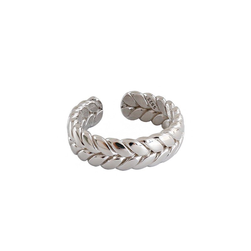 Fashion Wheat Twisted Pattern 925 Sterling Silver Adjustable Ring - KIAHMILLA