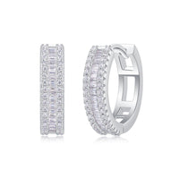 Fashion Women in 925 Sterling Silver Elegant Design Geometric Moissanite Hoop Earrings - KIAHMILLA