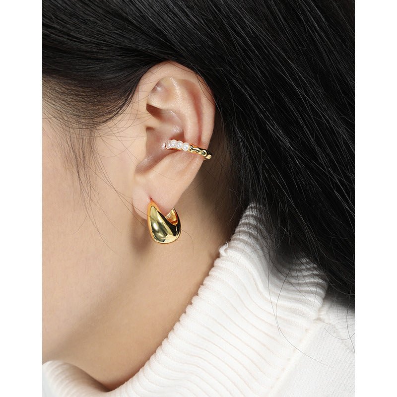 French retro cool and niche design, simple and versatile temperament, curved S925 sterling silver earrings and earrings - KIAHMILLA