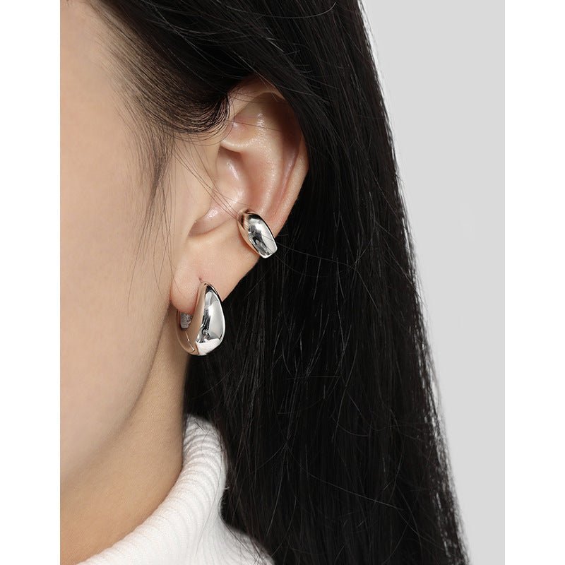 French retro cool and niche design, simple and versatile temperament, curved S925 sterling silver earrings and earrings - KIAHMILLA