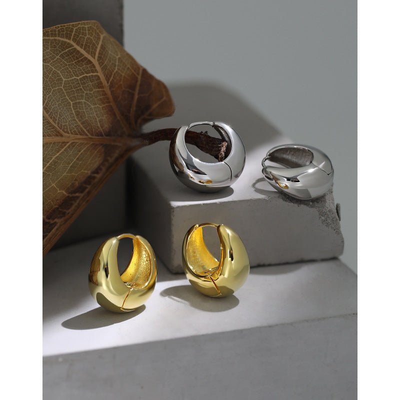 French retro cool and niche design, simple and versatile temperament, curved S925 sterling silver earrings and earrings - KIAHMILLA