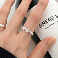 Friend's Heart in Heart CZ 925 Sterling Silver Adjustable Ring - KIAHMILLA