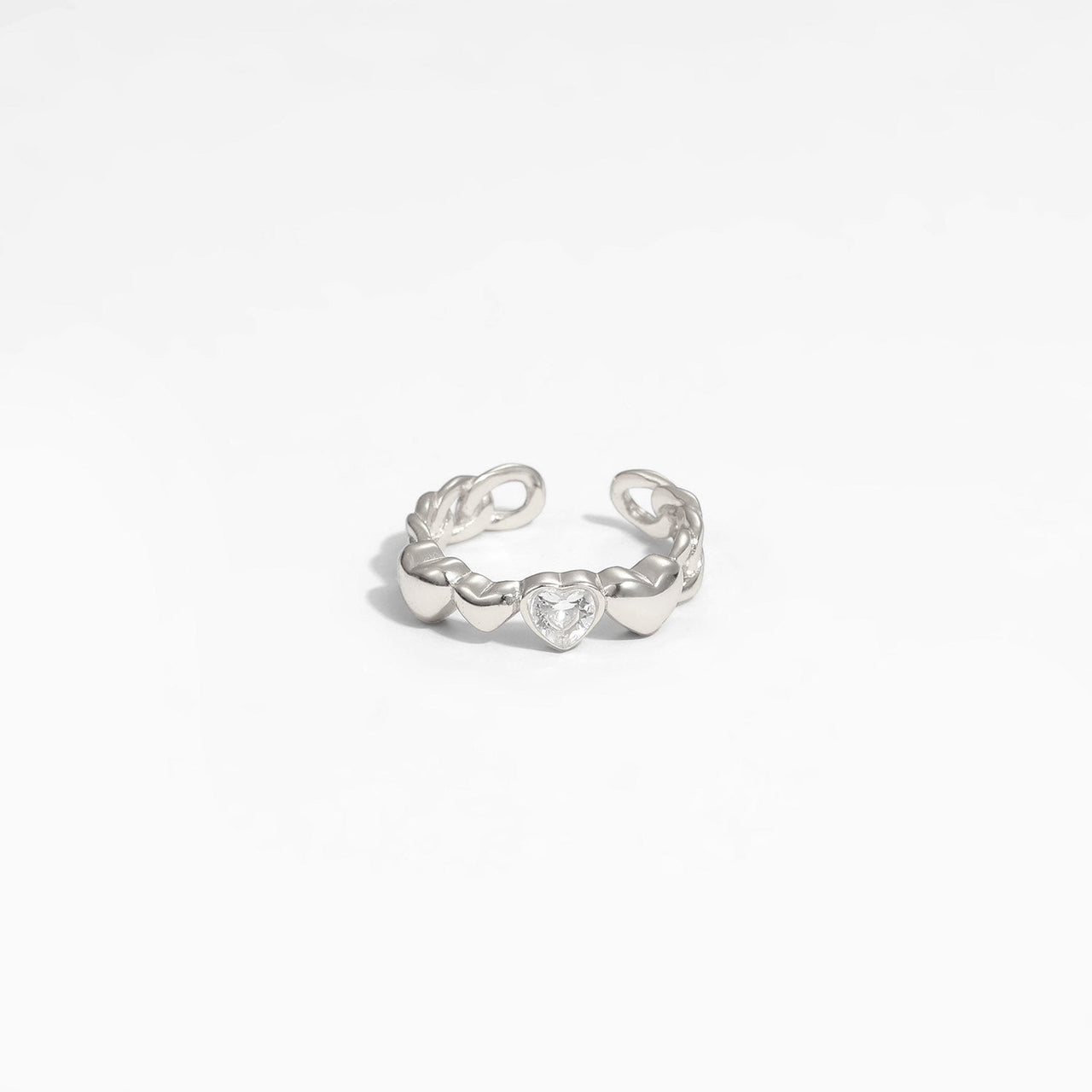 Friend's Heart in Heart CZ 925 Sterling Silver Adjustable Ring - KIAHMILLA