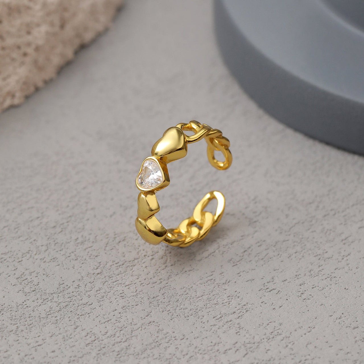 Friend's Heart in Heart CZ 925 Sterling Silver Adjustable Ring - KIAHMILLA