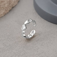 Friend's Heart in Heart CZ 925 Sterling Silver Adjustable Ring - KIAHMILLA