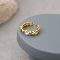 Friend's Heart in Heart CZ 925 Sterling Silver Adjustable Ring - KIAHMILLA