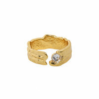 Friend's Irregular Round CZ 925 Sterling Silver Adjustable Ring - KIAHMILLA