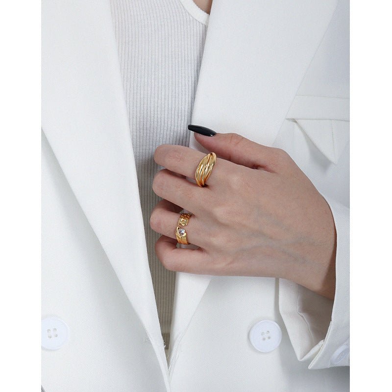 Friend's Irregular Round CZ 925 Sterling Silver Adjustable Ring - KIAHMILLA