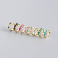 Geometric Colorful Cubic Zirconia S925 Sterling Silver Hoop Earrings for Women Fashion Party Elegant Jewelry Gift - KIAHMILLA