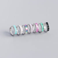 Geometric Colorful Cubic Zirconia S925 Sterling Silver Hoop Earrings for Women Fashion Party Elegant Jewelry Gift - KIAHMILLA
