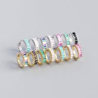 Geometric Colorful Cubic Zirconia S925 Sterling Silver Hoop Earrings for Women Fashion Party Elegant Jewelry Gift - KIAHMILLA