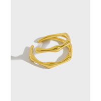 Geometric Design Double Band Adjustable 925 Sterling Silver Ring - KIAHMILLA