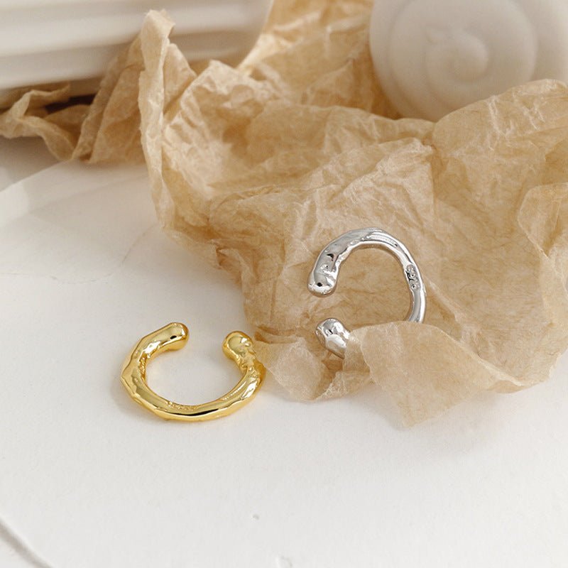Geometric Design Textured 925 Sterling Silver Adjustable Ear Cuffs (Single) - KIAHMILLA