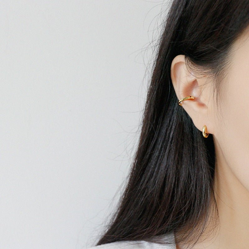 Geometric Design Textured 925 Sterling Silver Adjustable Ear Cuffs (Single) - KIAHMILLA