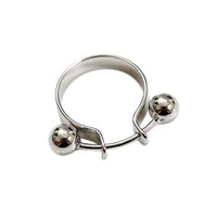 Geometric Double Ball Design 925 Sterling Silver Minimalist Adjustable White Gold Plated Ring - KIAHMILLA