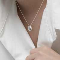 Geometric Oval Egg Shape Design S925 Sterling Silver Pendant Necklace - KIAHMILLA