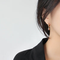 Geometry Blue CZ Rectangle 925 Silver Dangling Earrings (Single Piece) - KIAHMILLA