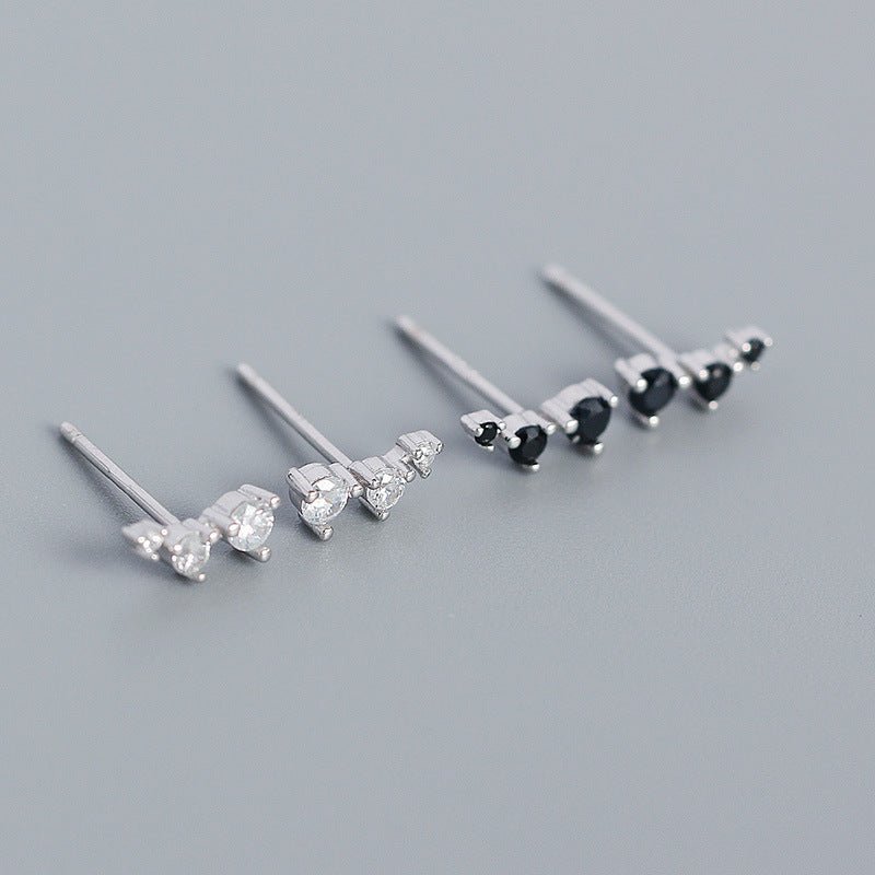 Geometry CZ Lines 925 Sterling Silver Stud Earrings - KIAHMILLA