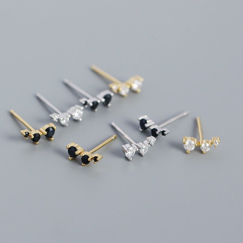 Geometry CZ Lines 925 Sterling Silver Stud Earrings - KIAHMILLA