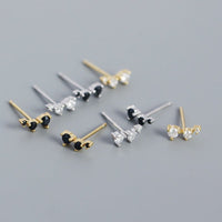 Geometry CZ Lines 925 Sterling Silver Stud Earrings - KIAHMILLA