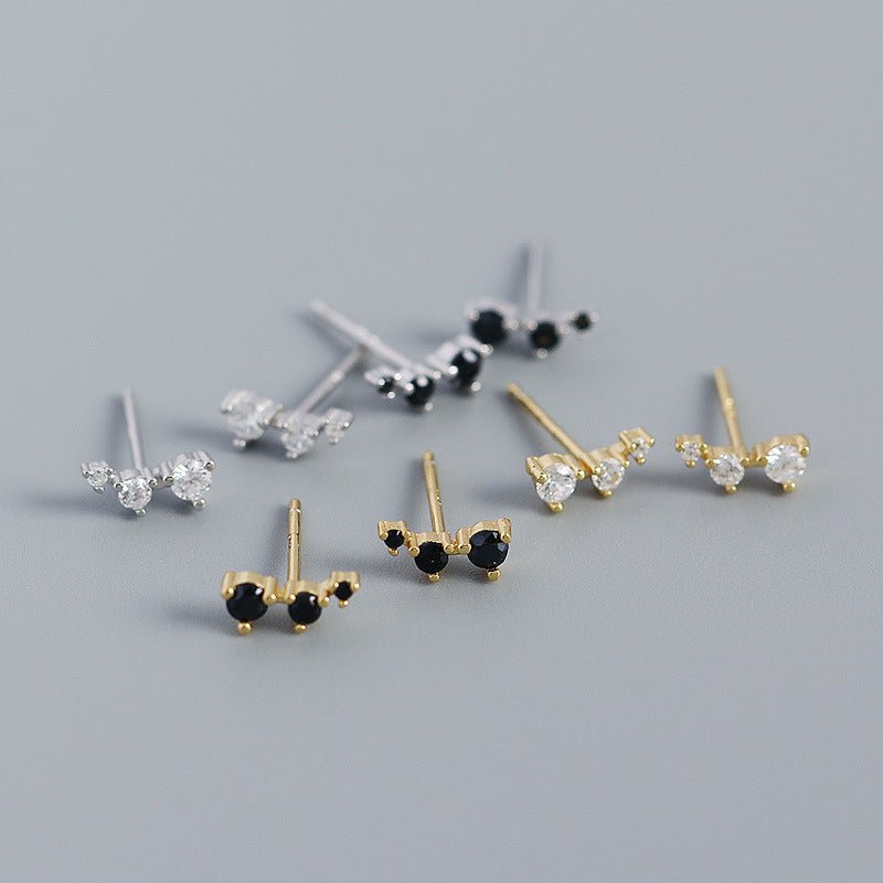 Geometry CZ Lines 925 Sterling Silver Stud Earrings - KIAHMILLA