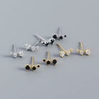 Geometry CZ Lines 925 Sterling Silver Stud Earrings - KIAHMILLA