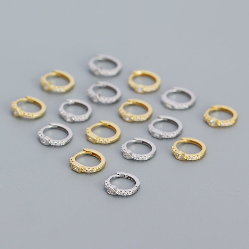 Geometry CZ Square Oval 925 Sterling Silver Huggie Hoop Earrings - KIAHMILLA