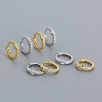 Geometry CZ Square Oval 925 Sterling Silver Huggie Hoop Earrings - KIAHMILLA