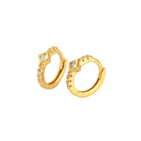 Geometry CZ Square Oval 925 Sterling Silver Huggie Hoop Earrings - KIAHMILLA
