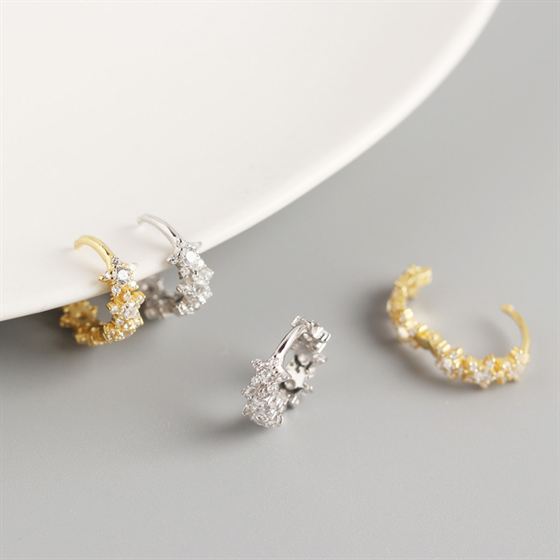 Geometry CZ Stars 925 Sterling Silver Huggie Hoop Earrings - KIAHMILLA