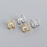 Geometry Double CZ Circle 925 Sterling Silver Hoop Earrings - KIAHMILLA