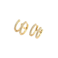 Geometry Double CZ Circle 925 Sterling Silver Hoop Earrings - KIAHMILLA