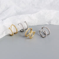 Geometry Double CZ Circle 925 Sterling Silver Hoop Earrings - KIAHMILLA