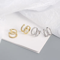 Geometry Double CZ Circle 925 Sterling Silver Hoop Earrings - KIAHMILLA