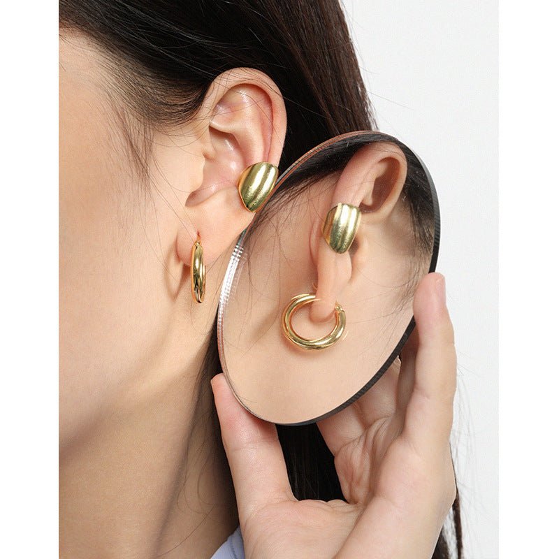 Geometry Ellipse 925 Sterling Silver Non-Pierced Earring(Single) - KIAHMILLA