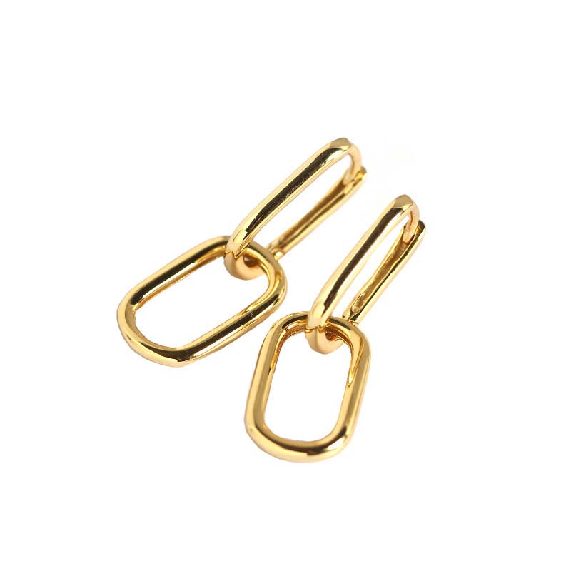 Geometry Hollow Ellipse Chain 925 Sterling Silver Hoop Earrings - KIAHMILLA