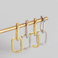 Geometry Hollow Ellipse Chain 925 Sterling Silver Hoop Earrings - KIAHMILLA