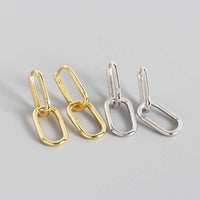 Geometry Hollow Ellipse Chain 925 Sterling Silver Hoop Earrings - KIAHMILLA