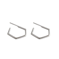 Geometry Hollow Hexagon 925 Sterling Silver Hoop Earrings - KIAHMILLA
