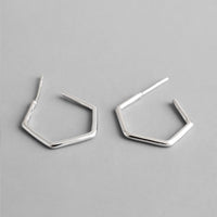 Geometry Hollow Hexagon 925 Sterling Silver Hoop Earrings - KIAHMILLA