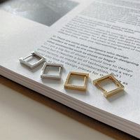 Geometry Hollow Rhombus CZ 925 Sterling Silver Hoop Earrings - KIAHMILLA
