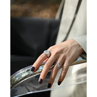 Geometry Irregular Beat Pattern 925 Sterling Silver Adjustable Ring - KIAHMILLA