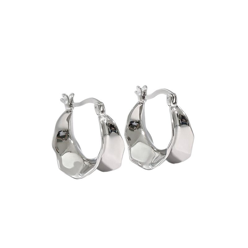 Geometry Irregular Circle 925 Sterling Silver Hoop Earrings - KIAHMILLA