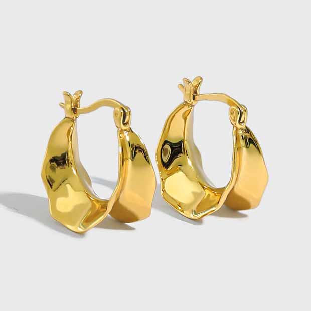Geometry Irregular Circle 925 Sterling Silver Hoop Earrings - KIAHMILLA