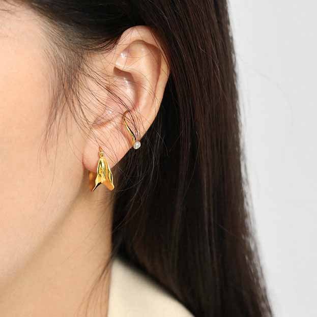 Geometry Irregular Circle 925 Sterling Silver Hoop Earrings - KIAHMILLA