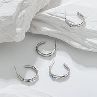 Geometry Irregular CZ Circle Simple 925 Sterling Silver Hoop Earrings - KIAHMILLA